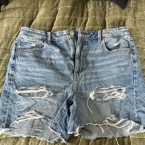 American Eagle Outfitters Blue Distressed Jean Shorts